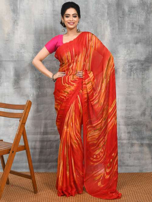 women printed casual wear saree with blouse - 21965589 - Very Small Image - 1