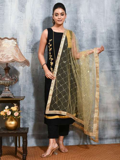 women solid with work embellished dupatta  - 21965694 - Very Small Image - 1