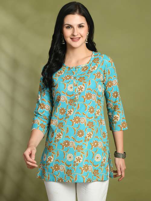 women three quarter sleeve straight kurti - 21966191 - Very Small Image - 1