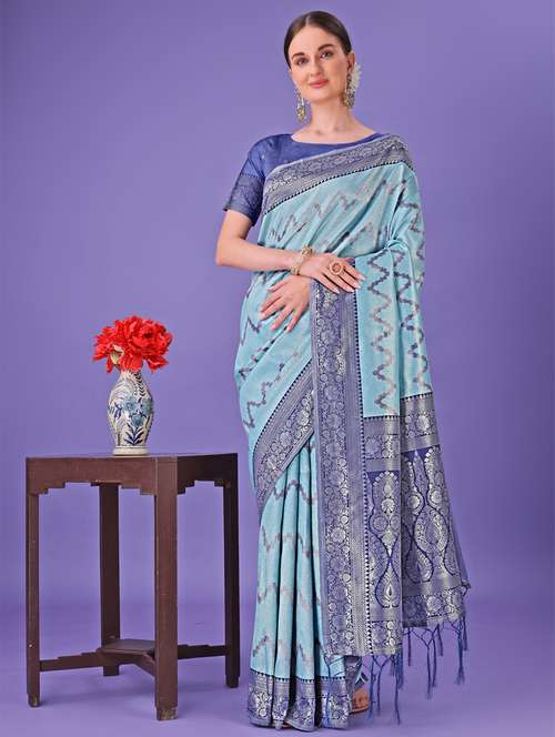 women self design banarasi saree with blouse - 21969848 - Very Small Image - 1