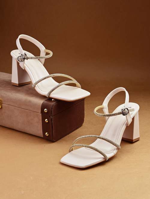 women cream embellished ankle strap sandal - 21970884 - Very Small Image - 1