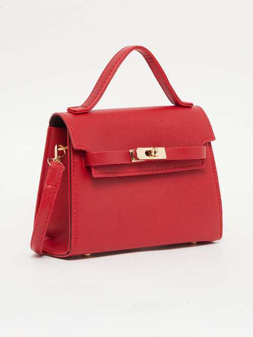 red buckle lock detail handbag - 21971409 - Very Small Image - 1