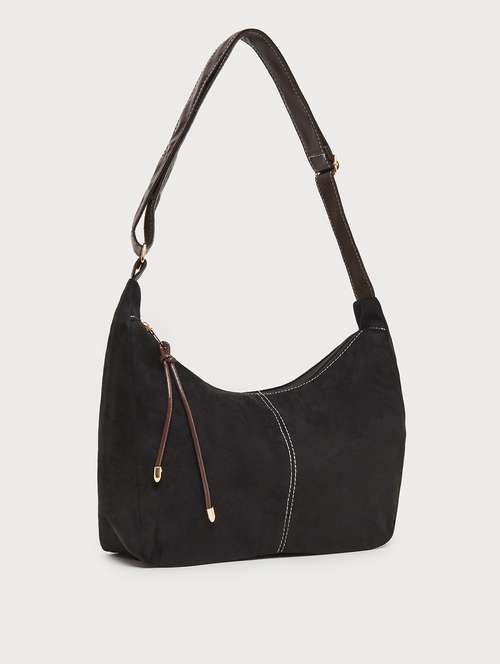 women black suede solid handbag - 21971430 - Very Small Image - 1