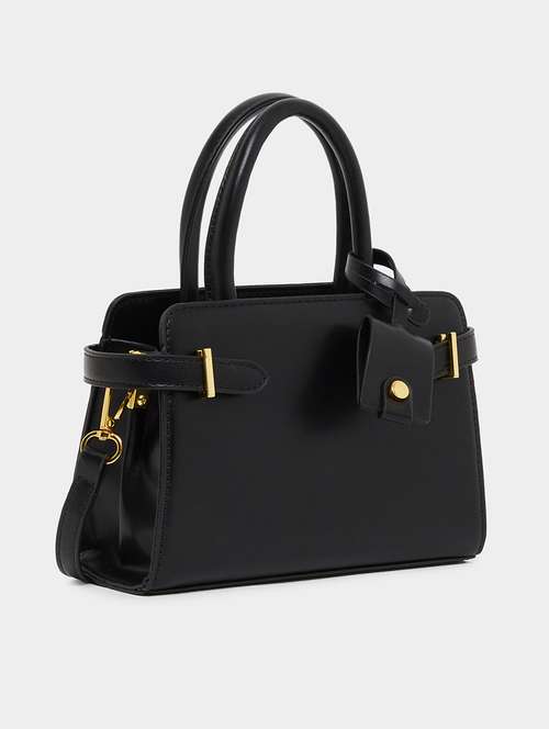 black pu leather belt detail handbag - 21971491 - Very Small Image - 1