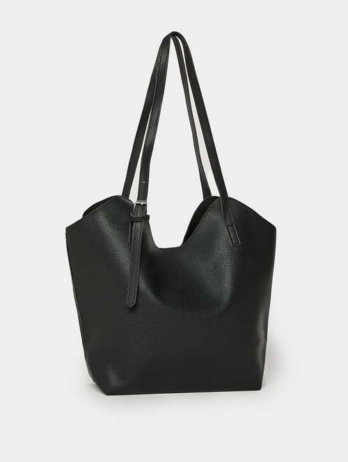 black pu solid shoulder bag handbag - 21971499 - Very Small Image - 1