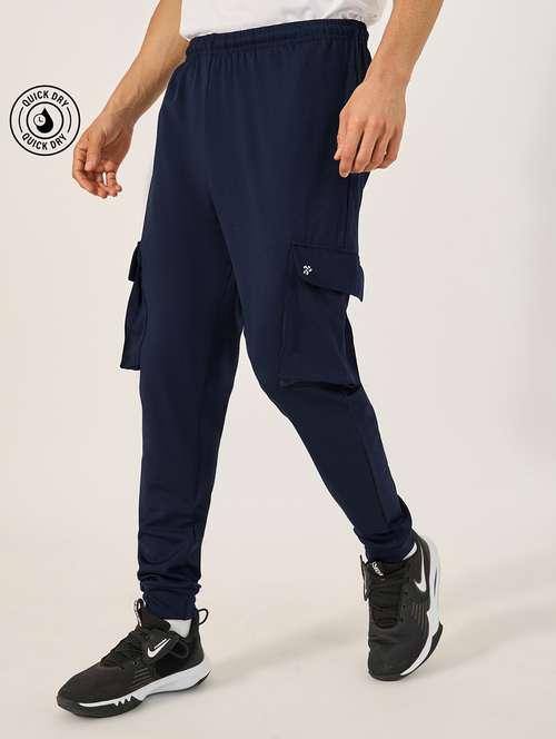 men navy blue solid mid rise cargo jogger - 21971526 - Very Small Image - 1