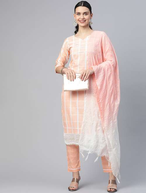 women three quarter sleeve kurta pant with dupatta set - 21976662 - Very Small Image - 1