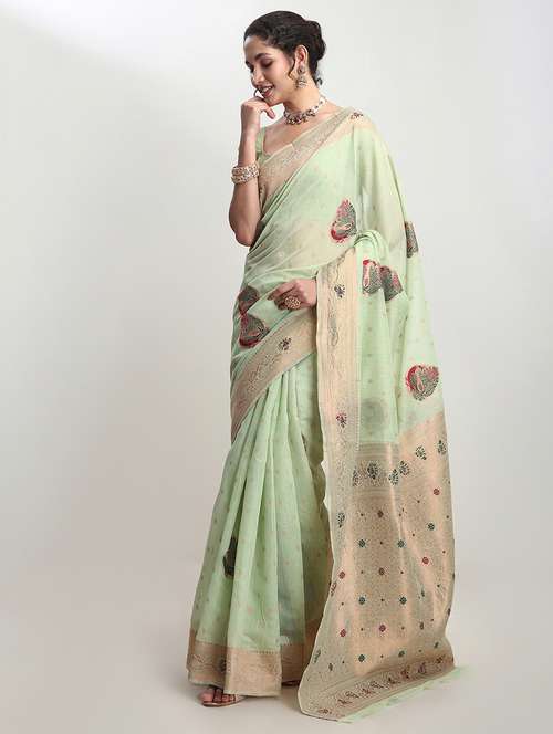women self design bordered saree with blouse - 21978424 - Very Small Image - 1