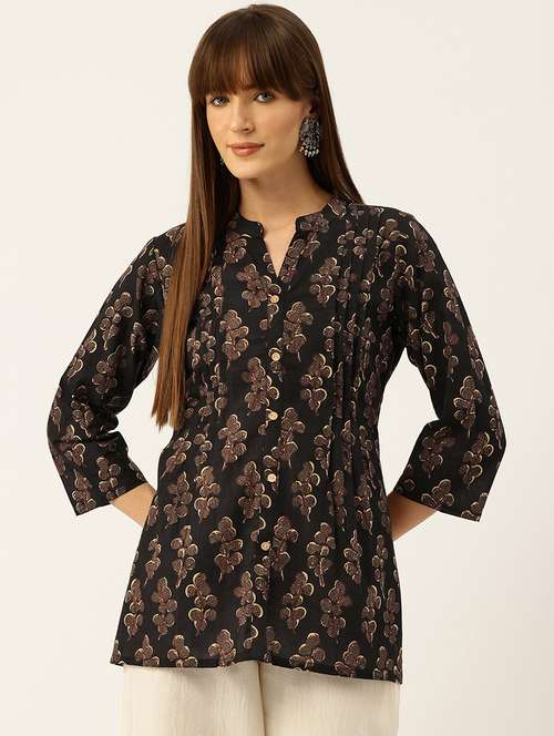 women printed three quarter sleeve straight kurti - 21979062 - Very Small Image - 1