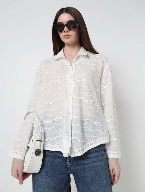 women self designed collared high low shirt - 21979905 - Very Small Image - 1