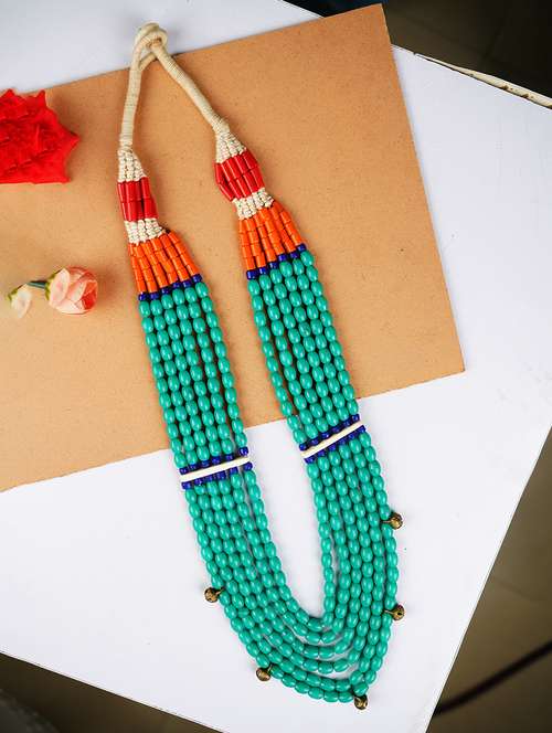 ethnic naga tribal handmade resin beaded fashion long necklace - 21982851 - Very Small Image - 1