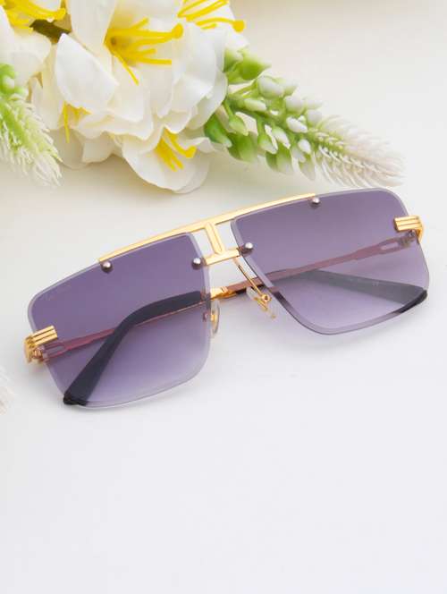 ted smith unisex gold-grey aviator rimless sunglasses with uv protected lens - 21983093 - Very Small Image - 1