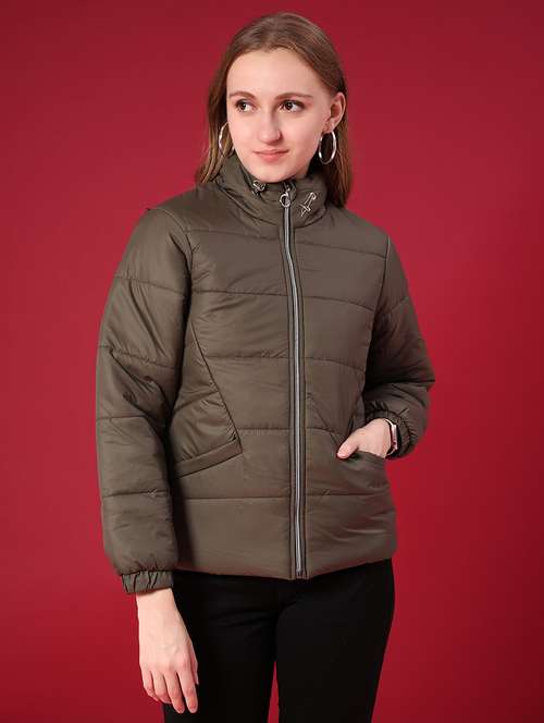 women solid long sleeve puffer jacket - 21983875 - Very Small Image - 1