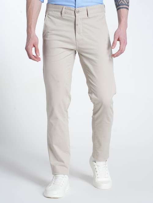 men solid mid rise flat front casual chinos  - 21988893 - Very Small Image - 1