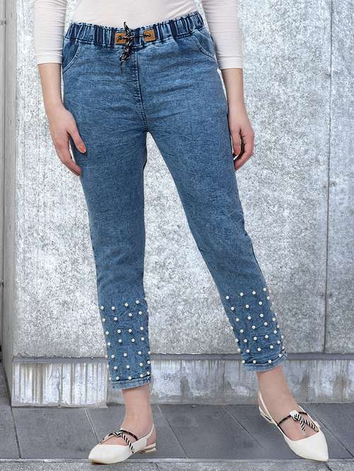 women embellished mid rise slim fit jean - 21997911 - Very Small Image - 1