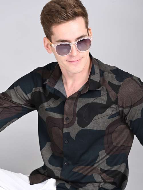 men printed long sleeve regular fit casual shirt - 21997958 - Very Small Image - 1