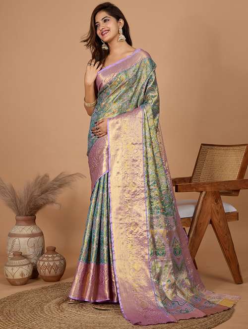 women self design kanjivaram saree with blouse - 21999983 - Very Small Image - 1