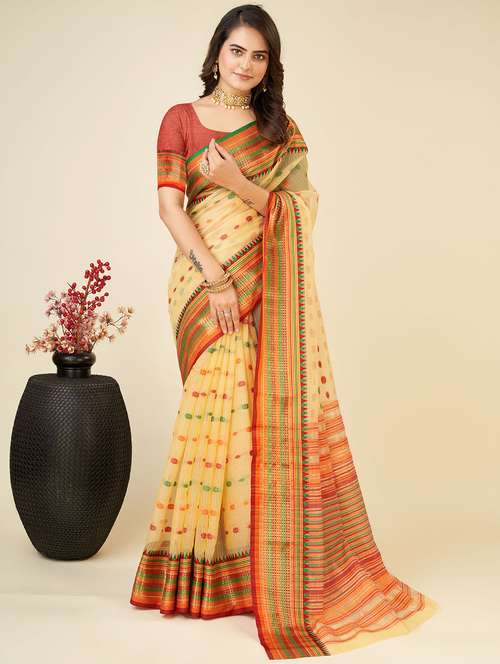 women self design bordered saree with blouse - 22001301 - Very Small Image - 1