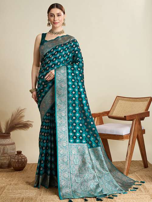 women self design banarasi saree with blouse - 22001370 - Very Small Image - 1