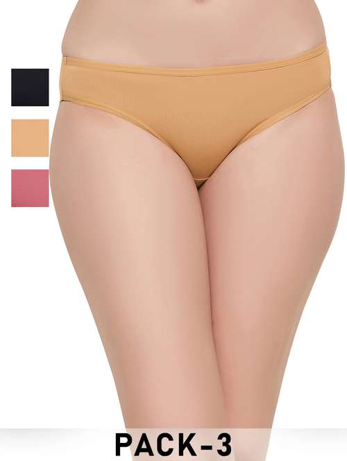 Women Pack Of 3 Solid Bikni Panty - 22003098 - Very Small Image - 1