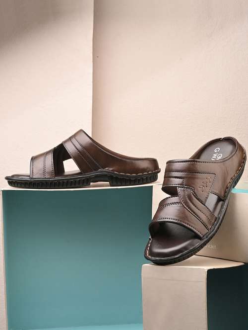 men brown slip on sandal - 22003886 - Very Small Image - 1