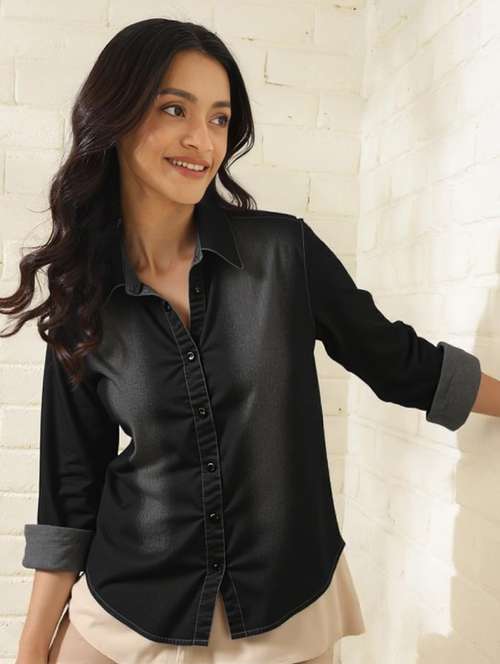 black denim regular shirt - 22004412 - Very Small Image - 1