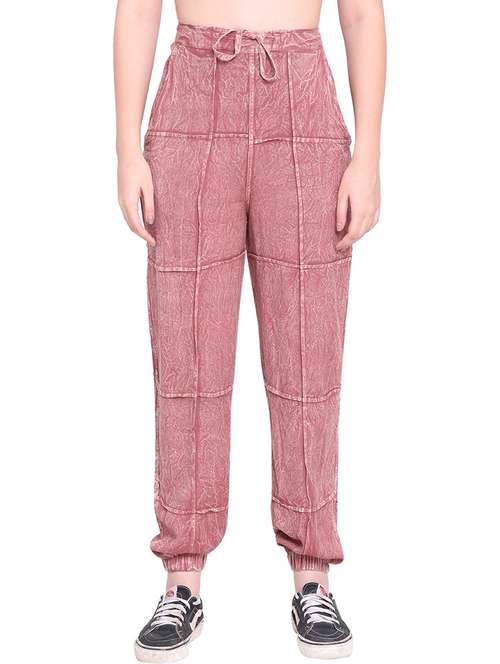 women solid high rise relaxed fit jogger - 22004427 - Very Small Image - 1