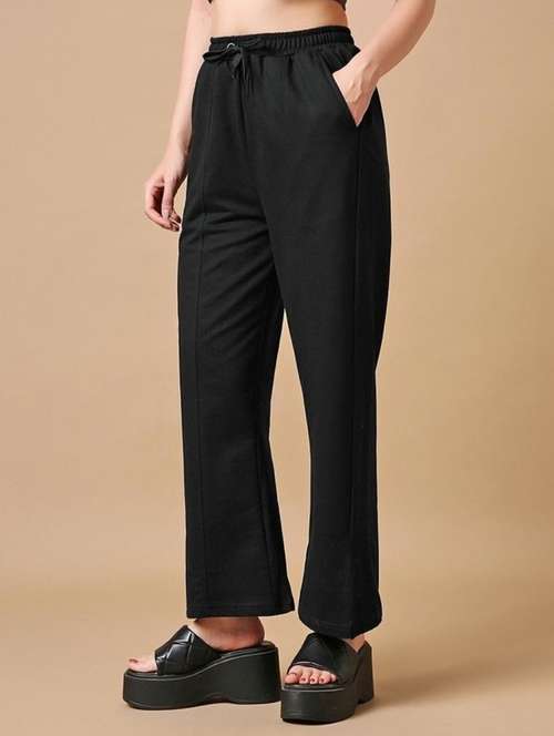 women black solid mid rise straight trouser - 22004536 - Very Small Image - 1