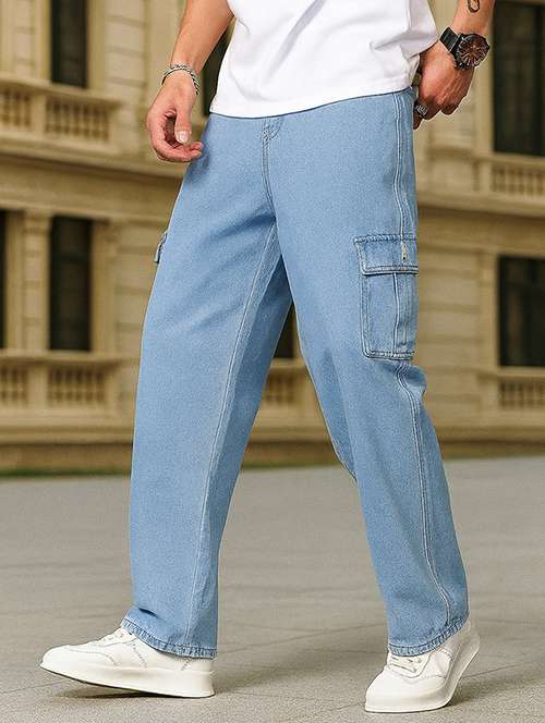 men solid mid rise relaxed fit cargo - 22006241 - Very Small Image - 1