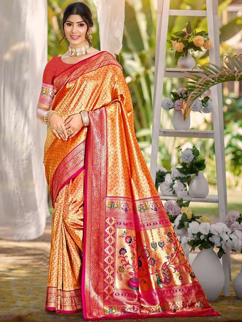 women self design kanjivaram saree with blouse - 22008701 - Very Small Image - 1