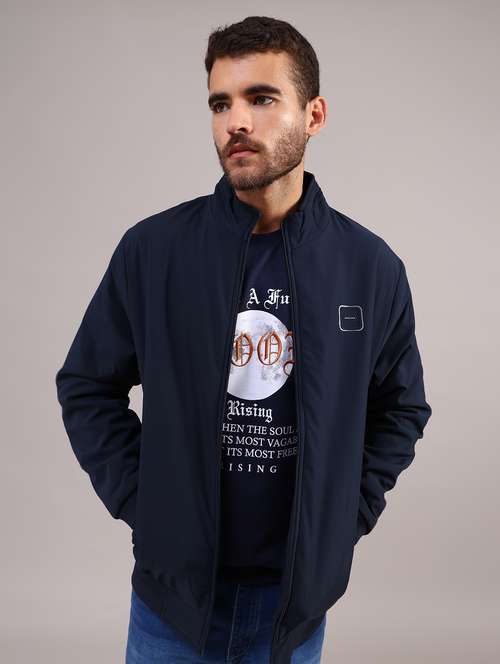men solid stand collar long sleeve casual jacket - 22011047 - Very Small Image - 1