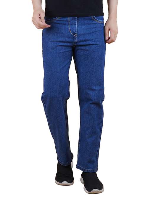 men blue plain mid rise straight fit jeans - 22012513 - Very Small Image - 1