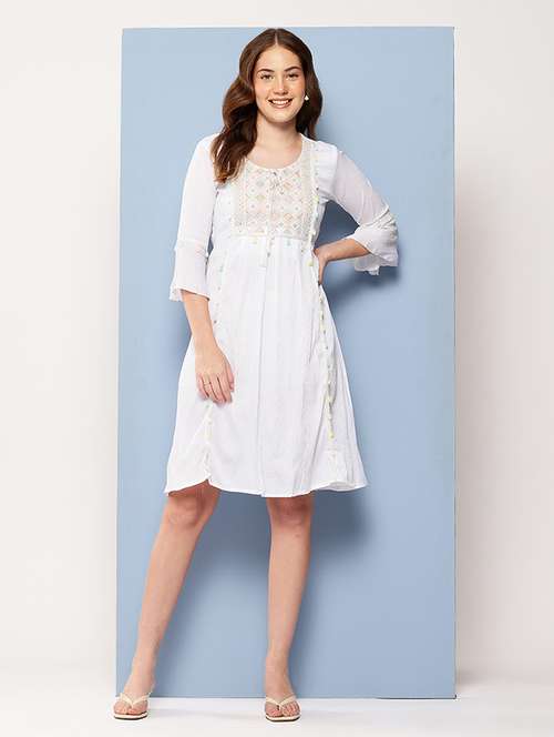 women embroidered bell sleeve a-line dress - 22012621 - Very Small Image - 1