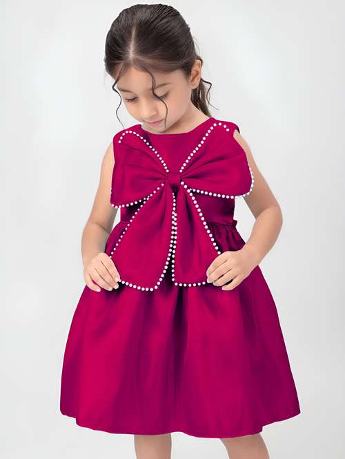 girls embellished bow detailed sleeveless frock - 22012870 - Very Small Image - 1