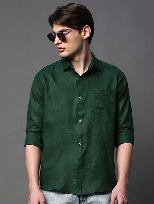 men solid long sleeve regular fit casual shirt - 22013063 - Very Small Image - 1