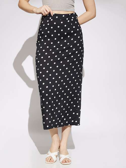 women polka doted high rise straight  skirt - 22013363 - Very Small Image - 1
