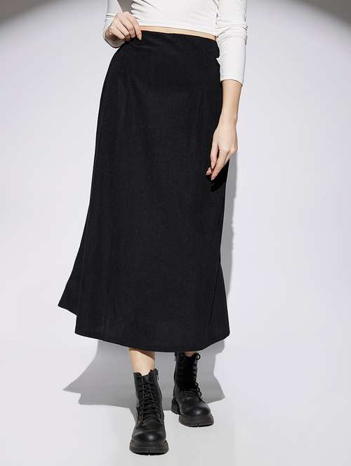 women black solid high rise a-line skirt - 22013366 - Very Small Image - 1
