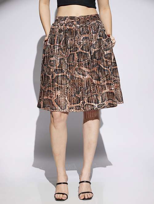 women animal print high rise flared skirt - 22013367 - Very Small Image - 1