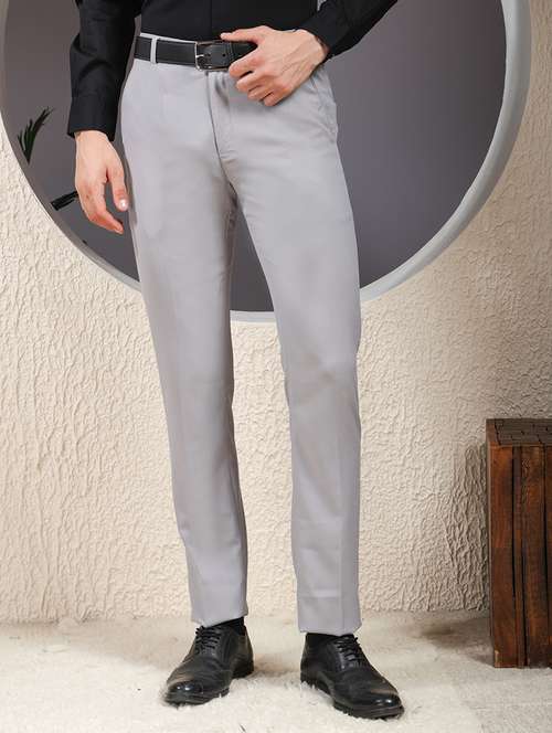 men solid mid rise flat front formal trouser - 22013476 - Very Small Image - 1