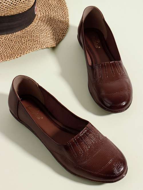 women brown slip on ballerina - 22013513 - Very Small Image - 1