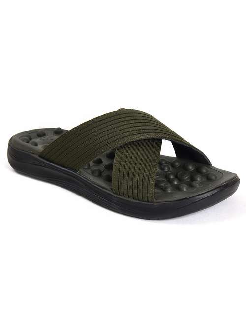 men olive slip on slider - 22016320 - Very Small Image - 1