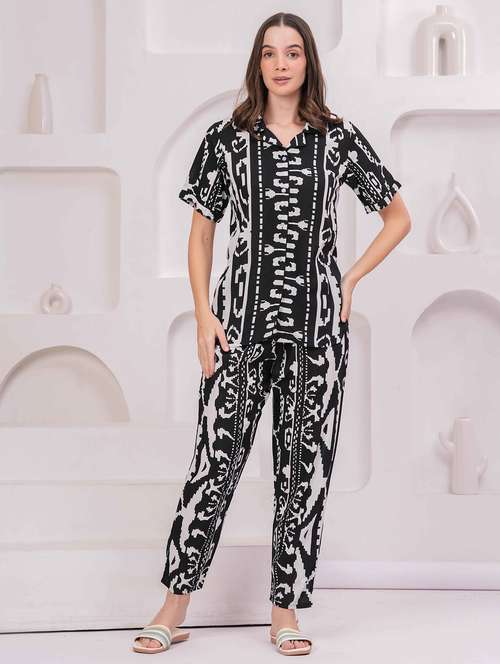 women printed nightwear pyjama set - 22029023 - Very Small Image - 1