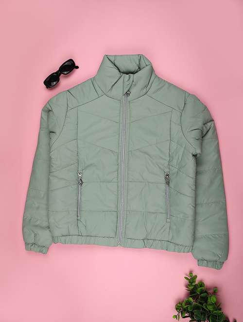 girls solid long sleeve quilted jacket - 22029941 - Very Small Image - 1