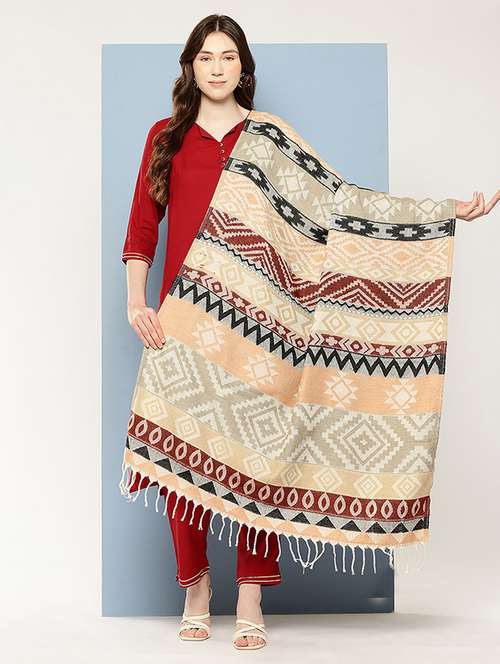 women self design reversible shawl - 22033700 - Very Small Image - 1
