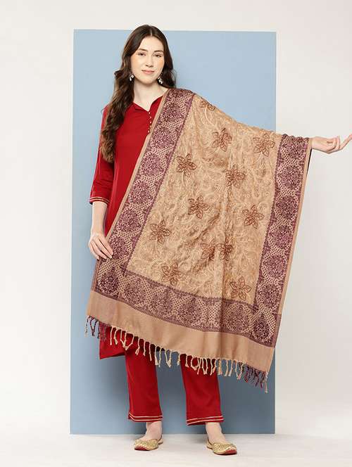 women self design reversible shawl - 22033705 - Very Small Image - 1