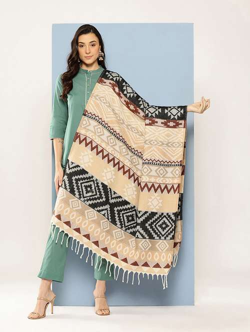 women self design reversible shawl - 22033713 - Very Small Image - 1