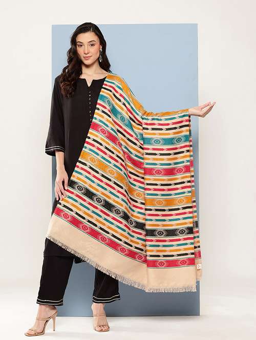 women striped reversible shawl - 22033728 - Very Small Image - 1
