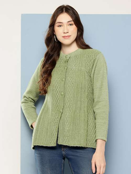 women self design long sleeve cardigan - 22033811 - Very Small Image - 1