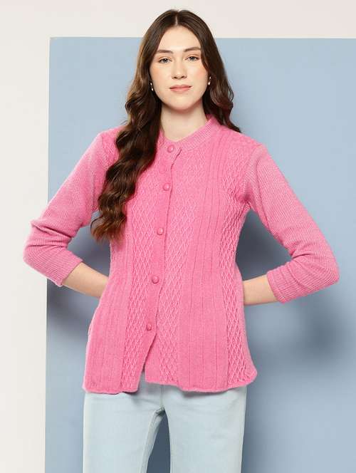 women self design long sleeve cardigan - 22033814 - Very Small Image - 1