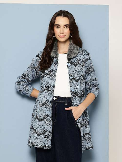 women self design long sleeve cardigan - 22033828 - Very Small Image - 1